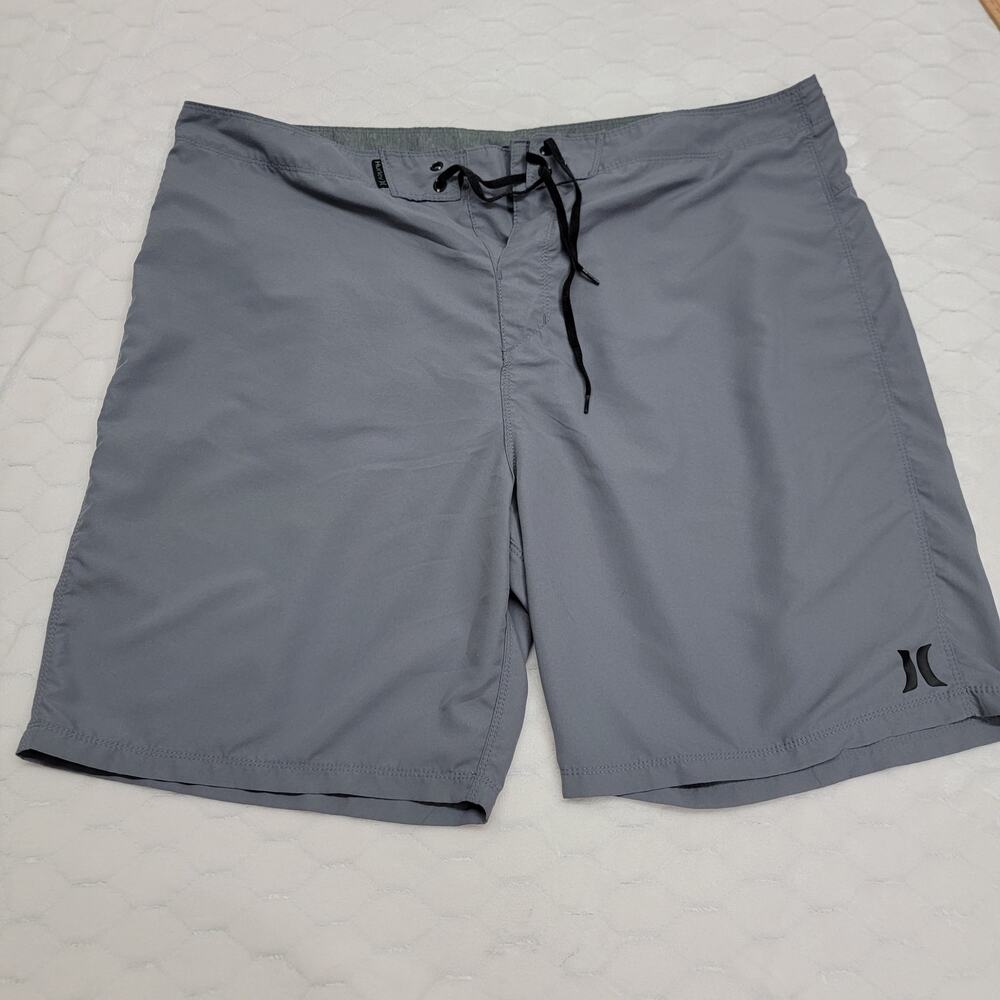 Hurley Men 40 Grey One & Only Volley Boardshorts Stretch Swim Trunk Beach Surf